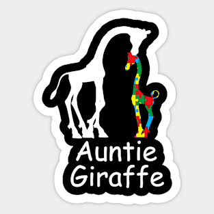 Womens Autism Auntie Giraffe Puzzle Piece Autism Awareness Sticker